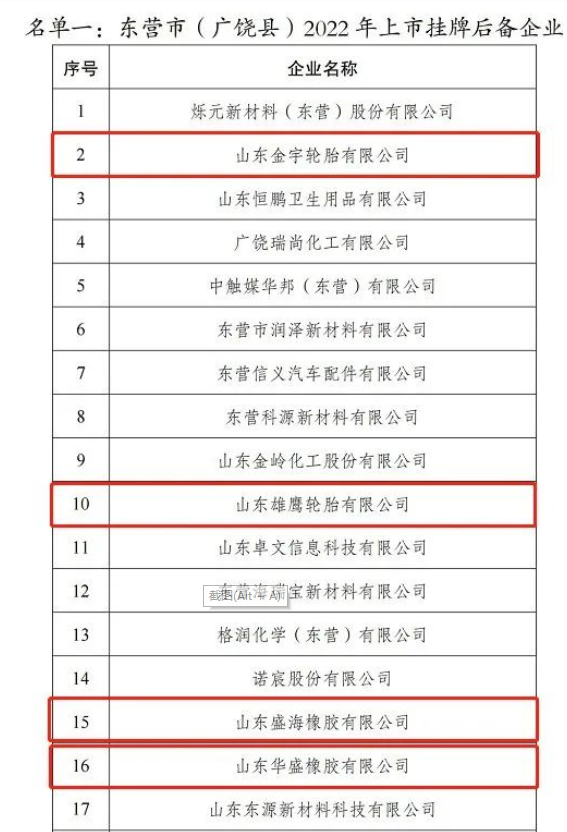 廣饒多家輪胎企業(yè)納入上市掛牌后備庫(kù) 廣饒多家輪胎企業(yè)納入上市掛牌后備庫(kù)