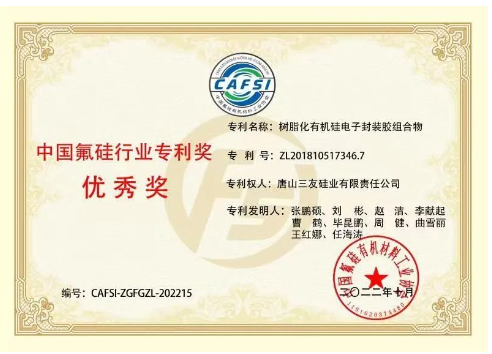三友硅業(yè)兩項(xiàng)專利榮獲中國氟硅行業(yè)專利優(yōu)秀獎(jiǎng)！